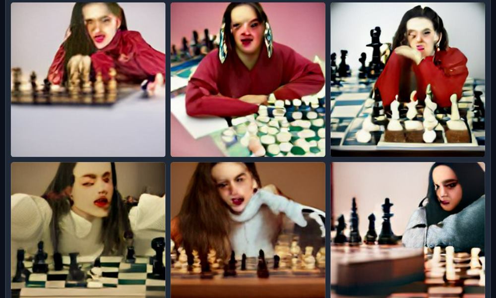 Rosalía jugando al ajedrez