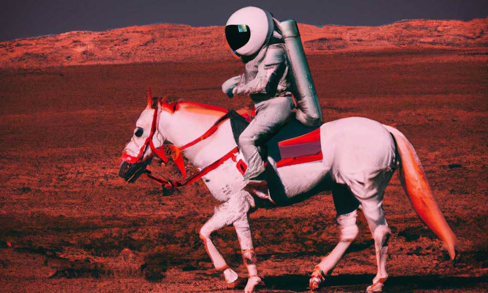 Astronauta a caballo en Marte